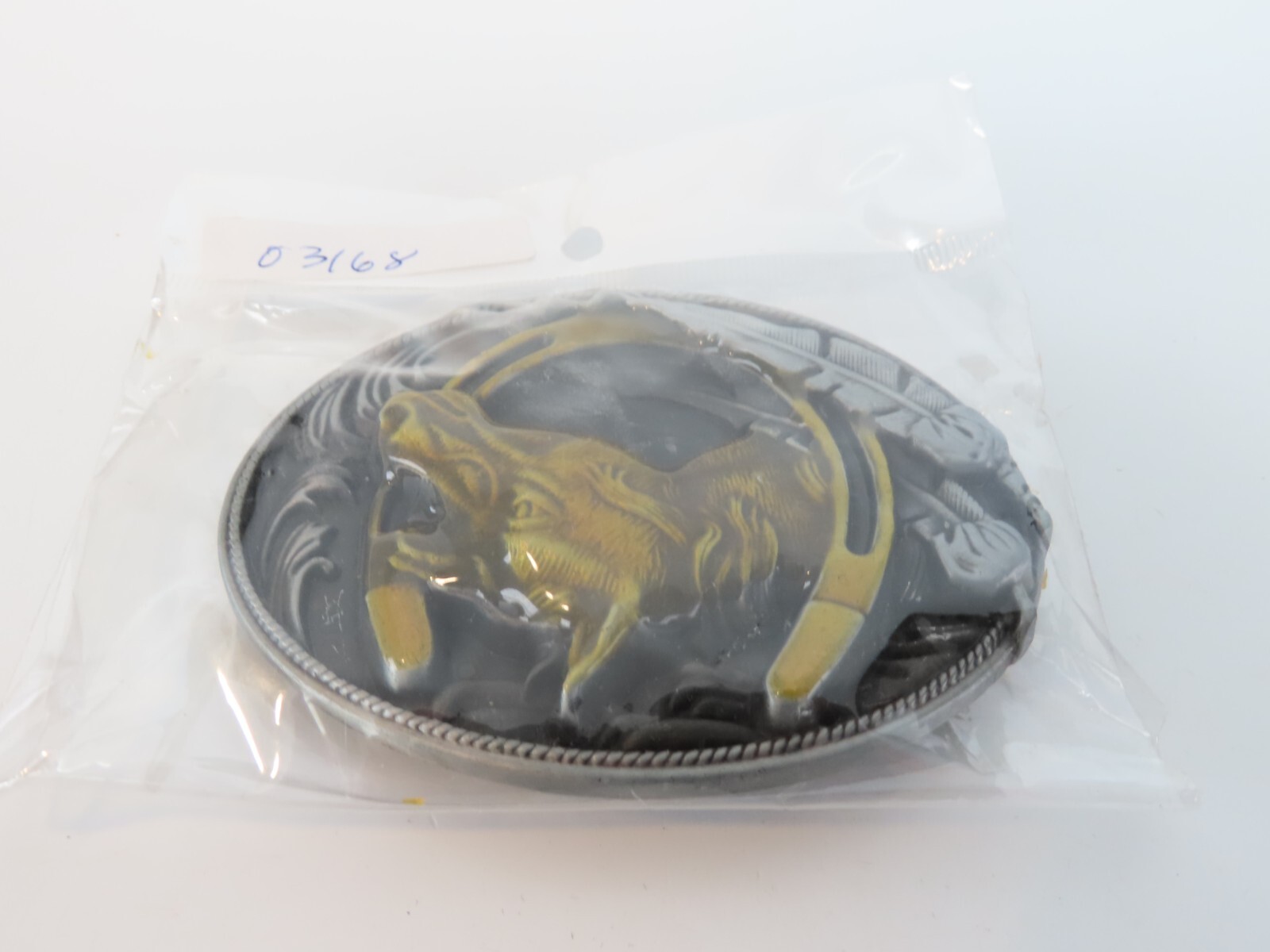 Brass & Pewter Toned Western Horse Horseshoe Belt Buckle Enameled New
