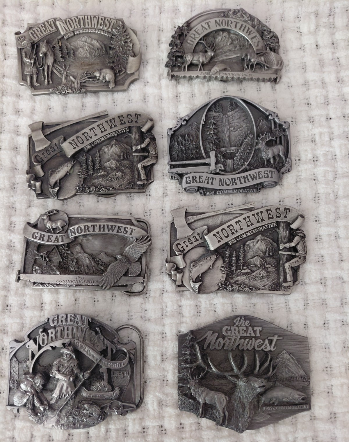 Siskiyou Lot of 8 Great Northwest Limited Edition Vintage Silver Belt Buckles
