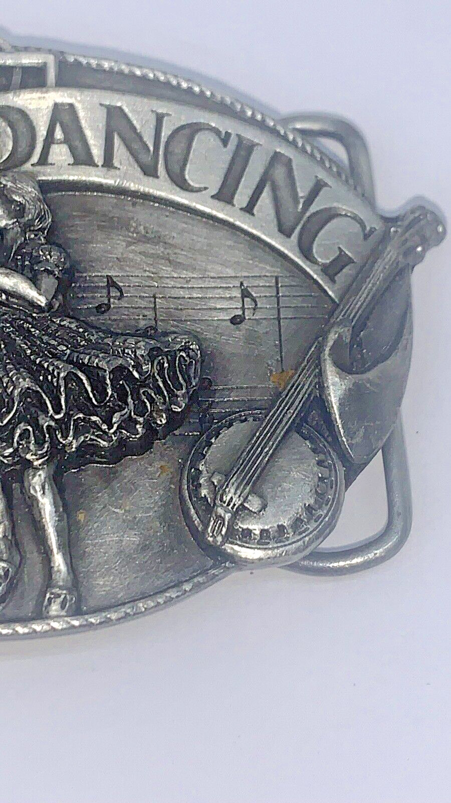 Pewter Belt Buckle Square Dance Couple Dancing Fiddle Banjo 1985 Siskiyou