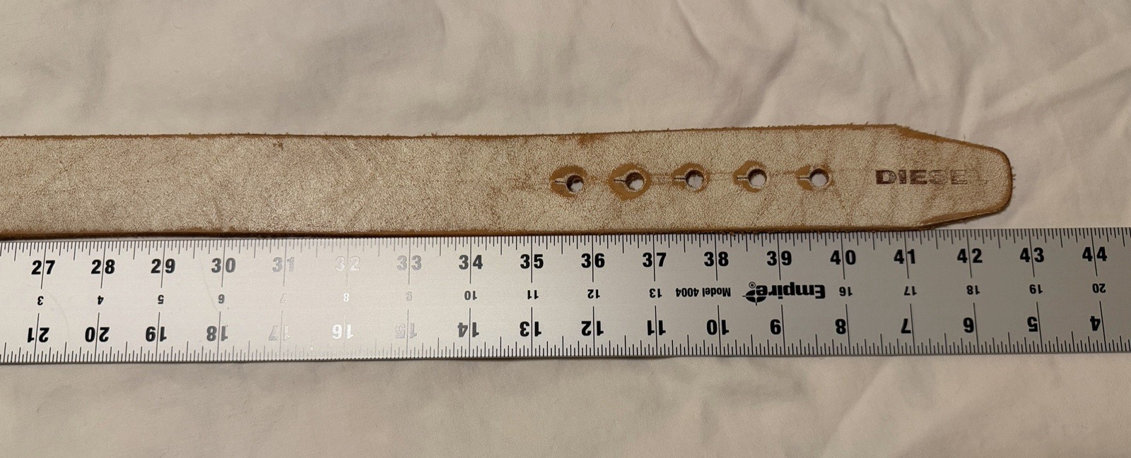 Diesel Vintage Off-White Leather Belt Brass Tiger Head Buckle Belt Size 95 / 38&Prime;