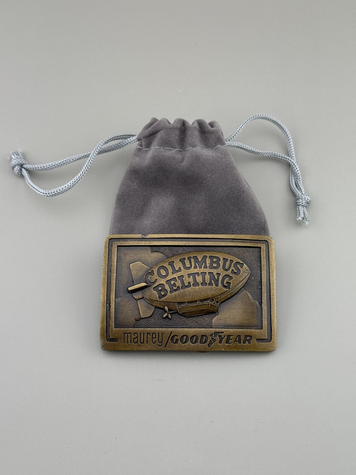 Columbus Belting Goodyear Blimp Belt Buckle Heavy Cast Brass Industrial