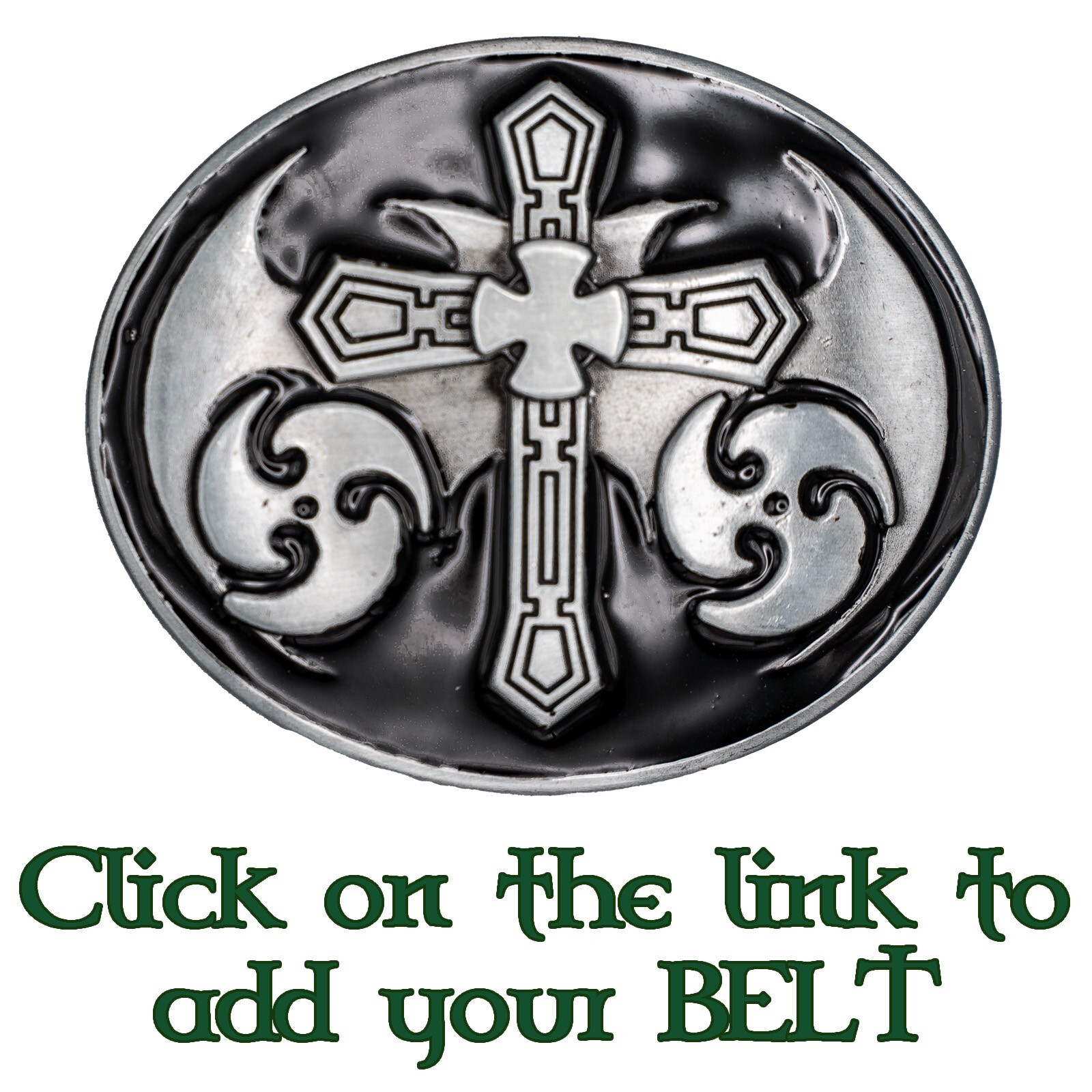 Cross Belt Buckle Biker Gothic Punk Christian Heraldic Pagan Bat Wings