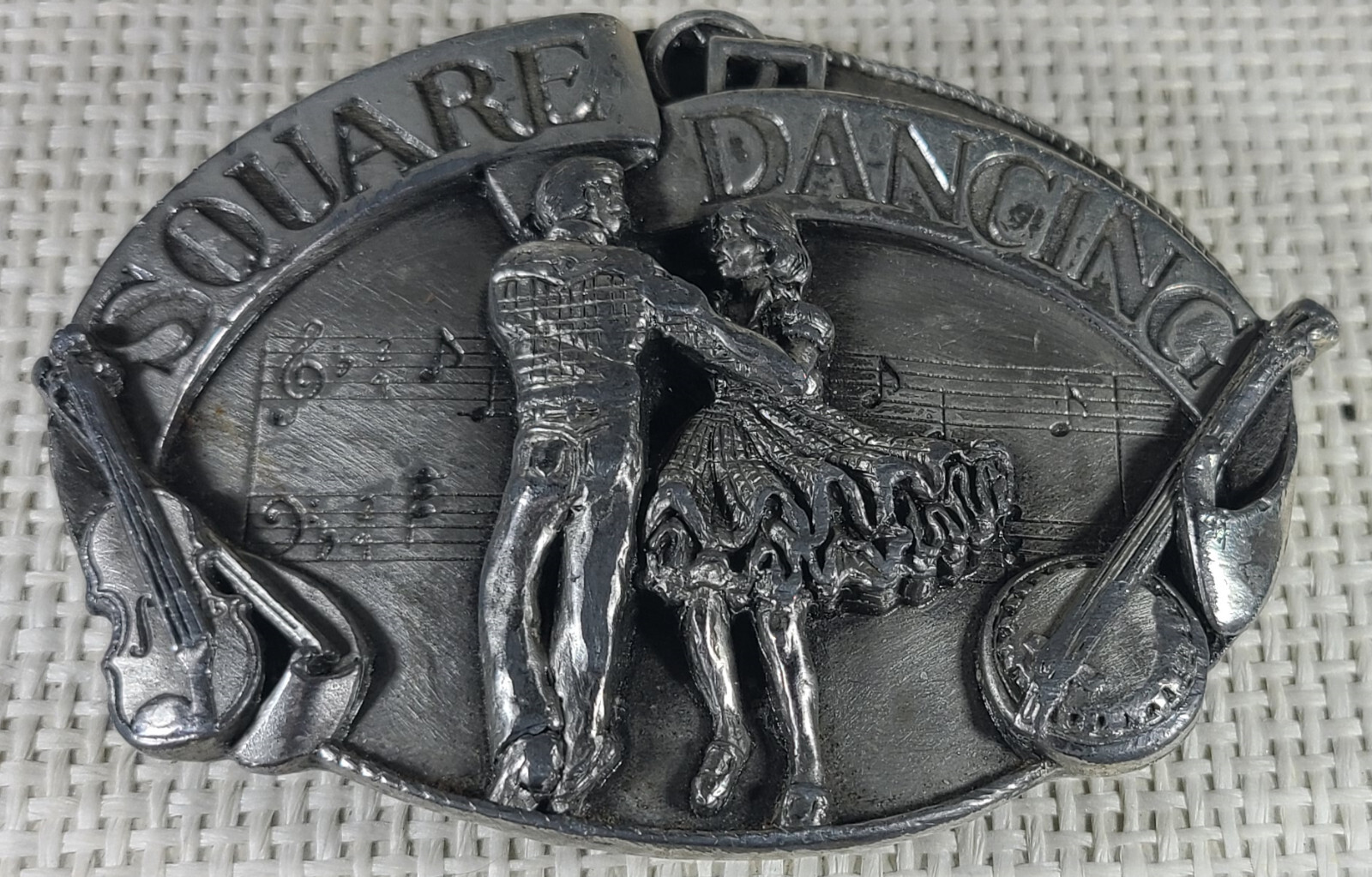 Siskiyou Buckle Company Square Dancing Pewter Belt Buckle 1985 Williams Oregon