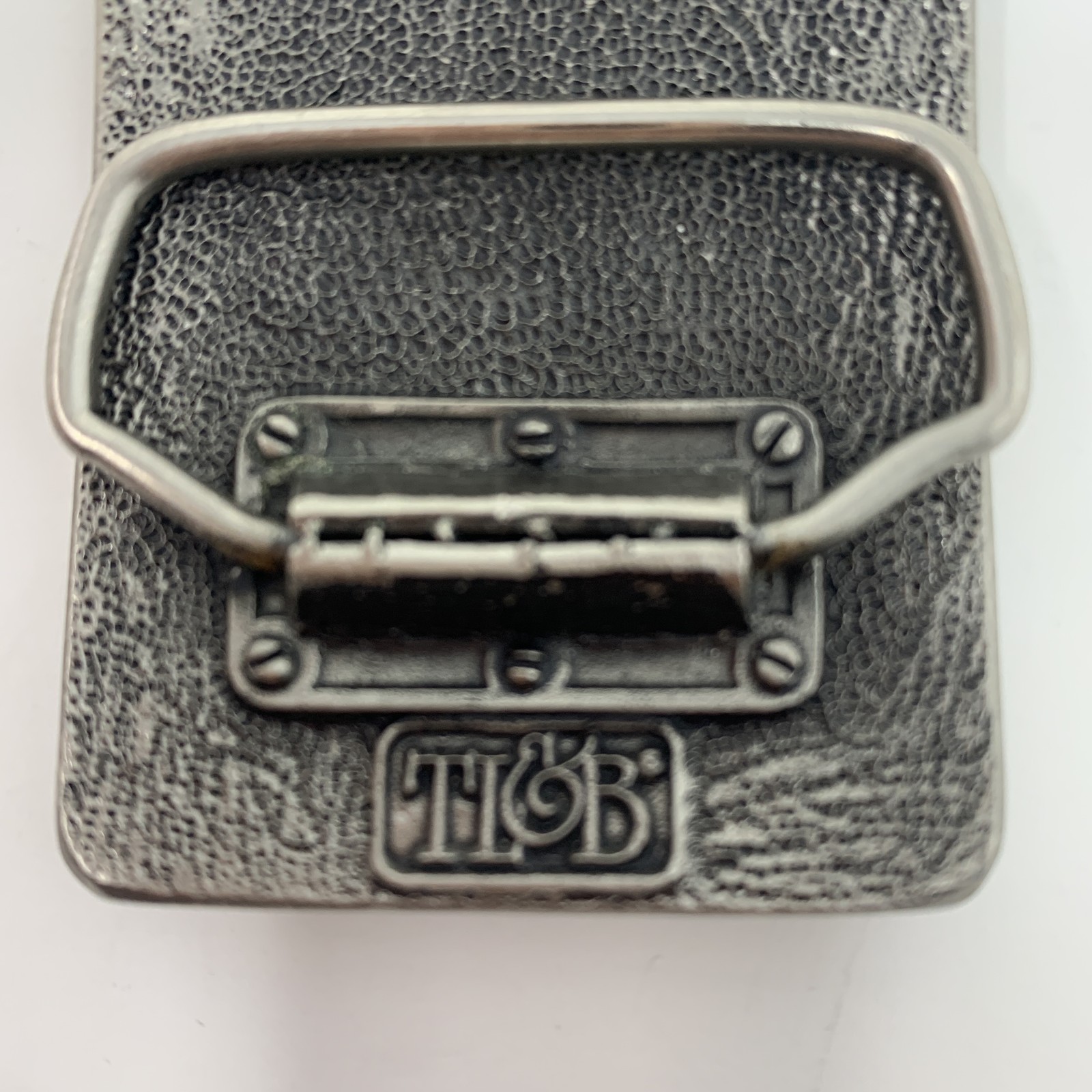Vintage TL&B ICI Explosives Belt Buckle Metal Blue Logo Collectible Industrial