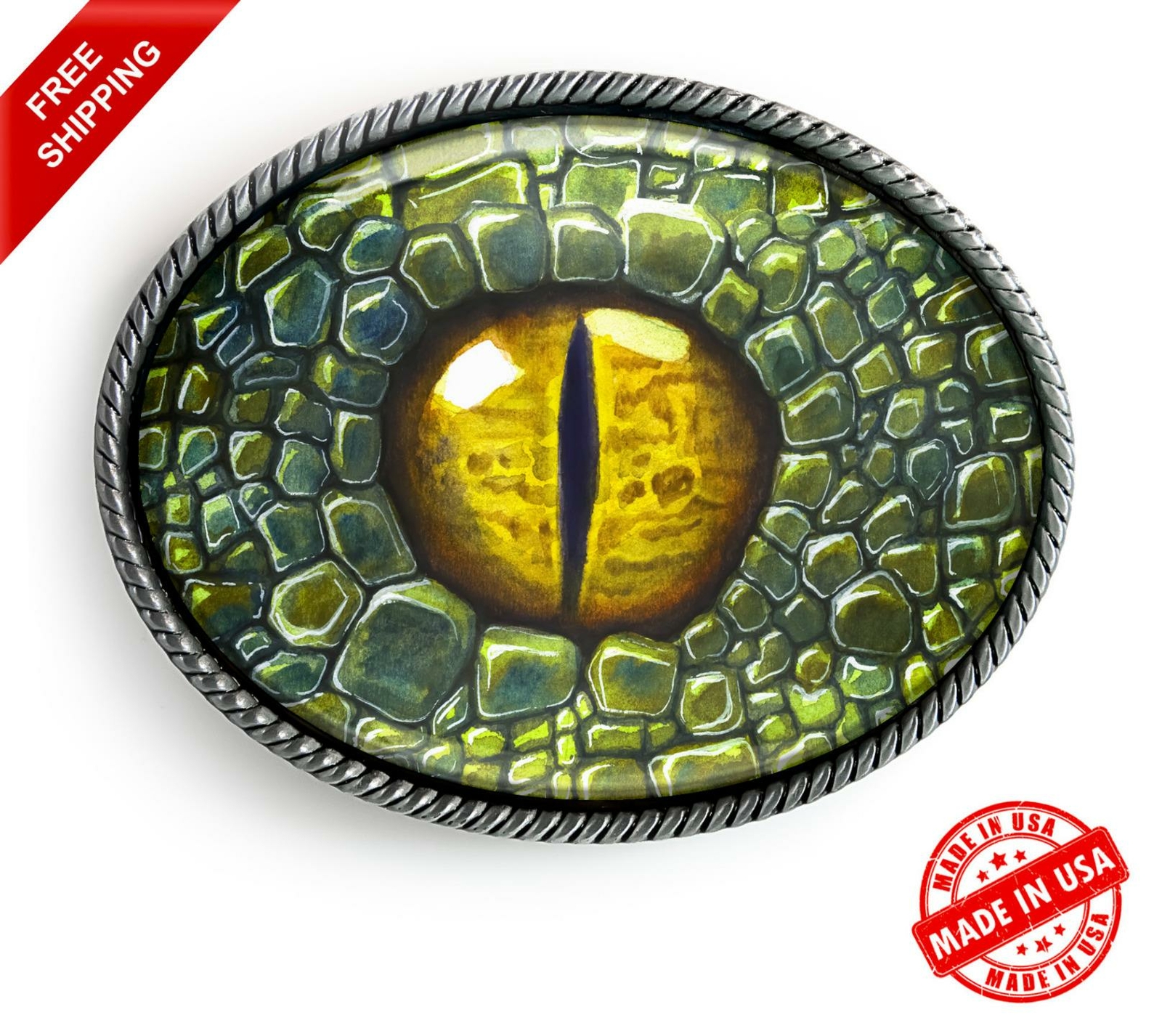 Dinosaur Belt Buckle – Dragon Cosplay Eyeball Art Handmade Buckle -161-E