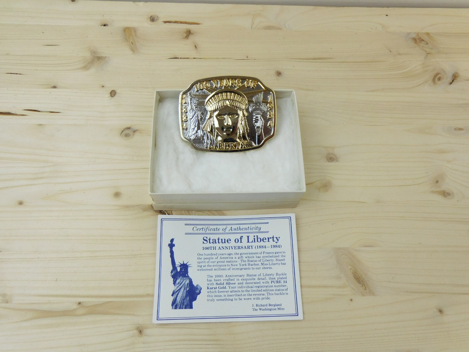 1984 Statue of Liberty 100th Year Commemorative Belt Buckle Never Worn #024759