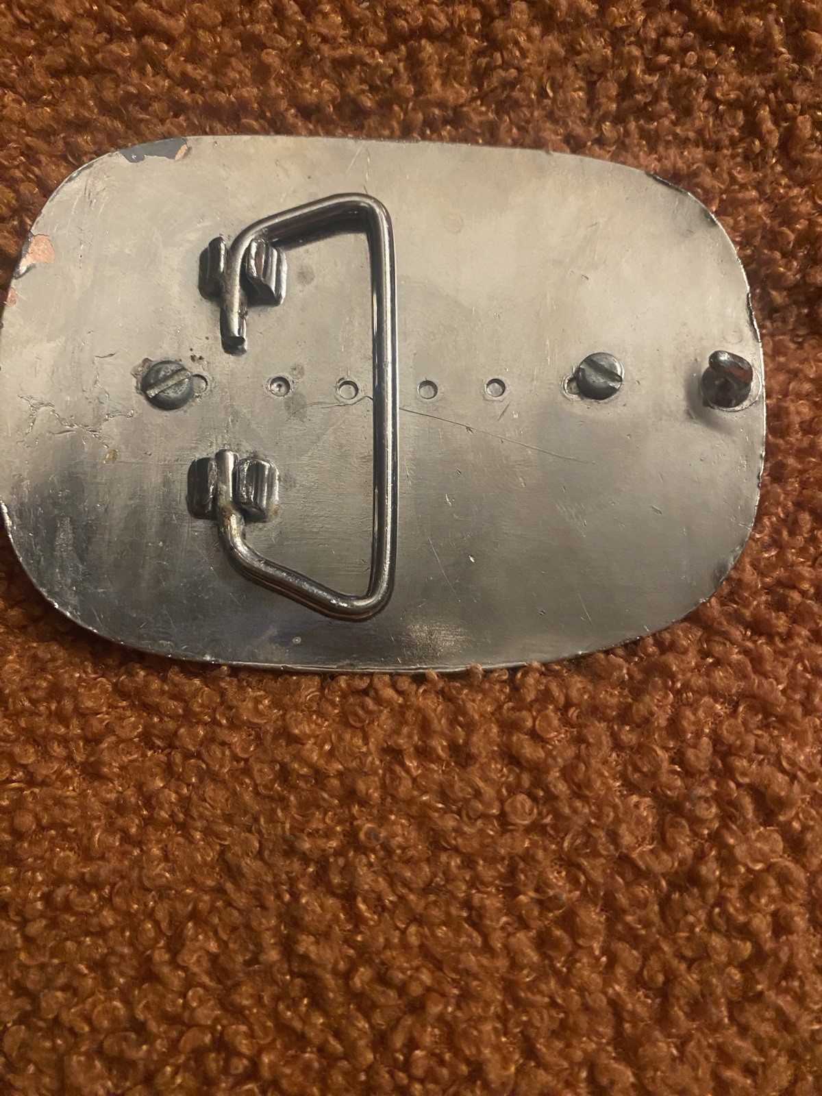 Western style oval metal belt buckle w/center oval Stone