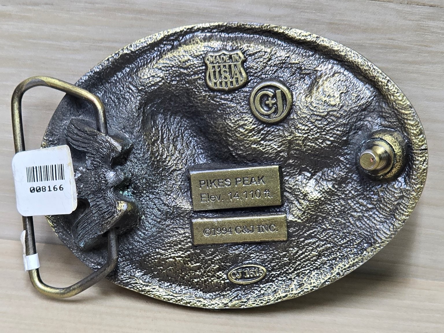 C&J Inc. Vintage 1994 Pikes Peak Eagle Belt Buckle Bronze Tone 3.5&Prime; Western