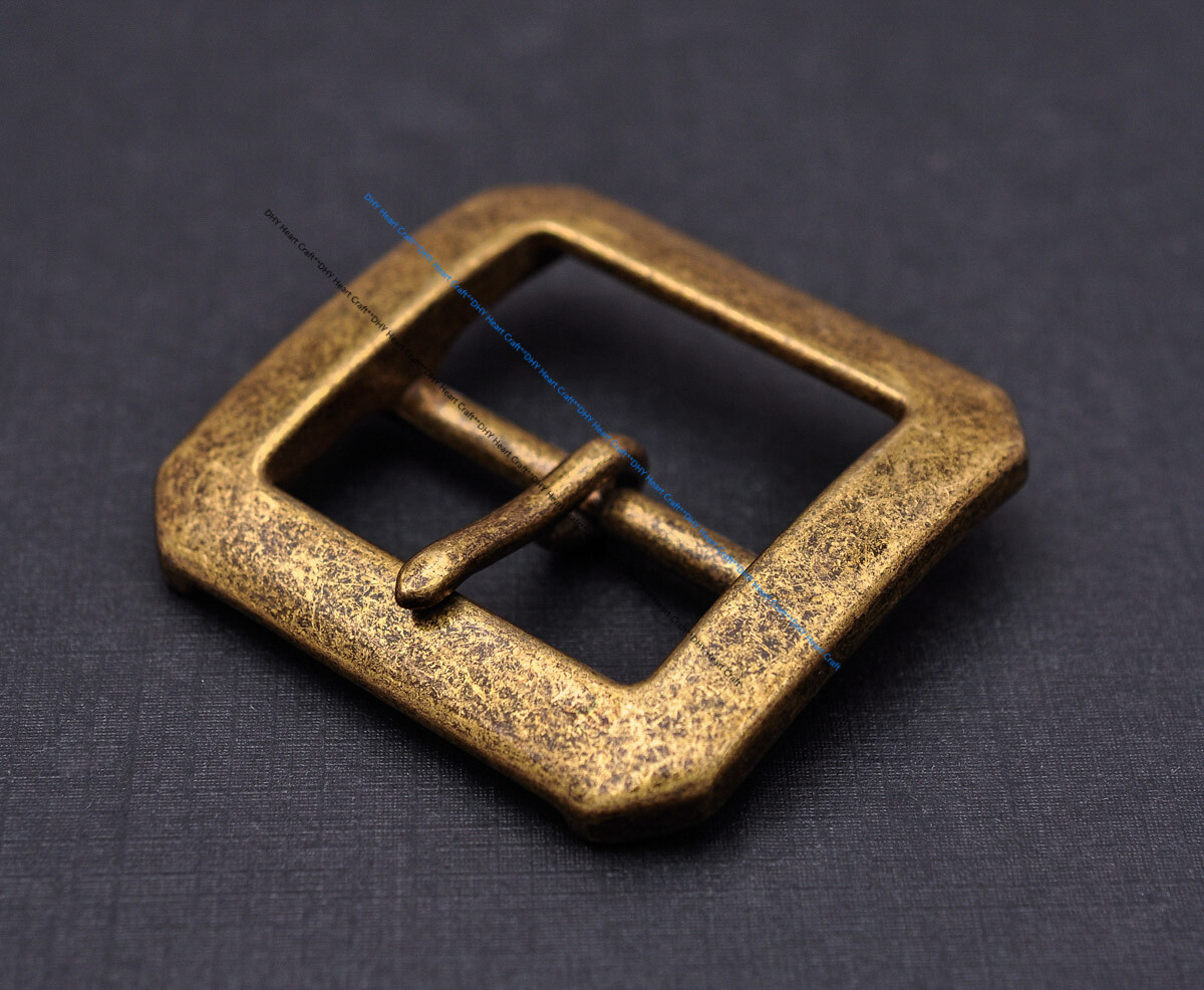 Sturdy Brass Rectangular Center Bar Pin Belt Buckle Replacement Fit 40mm Strap