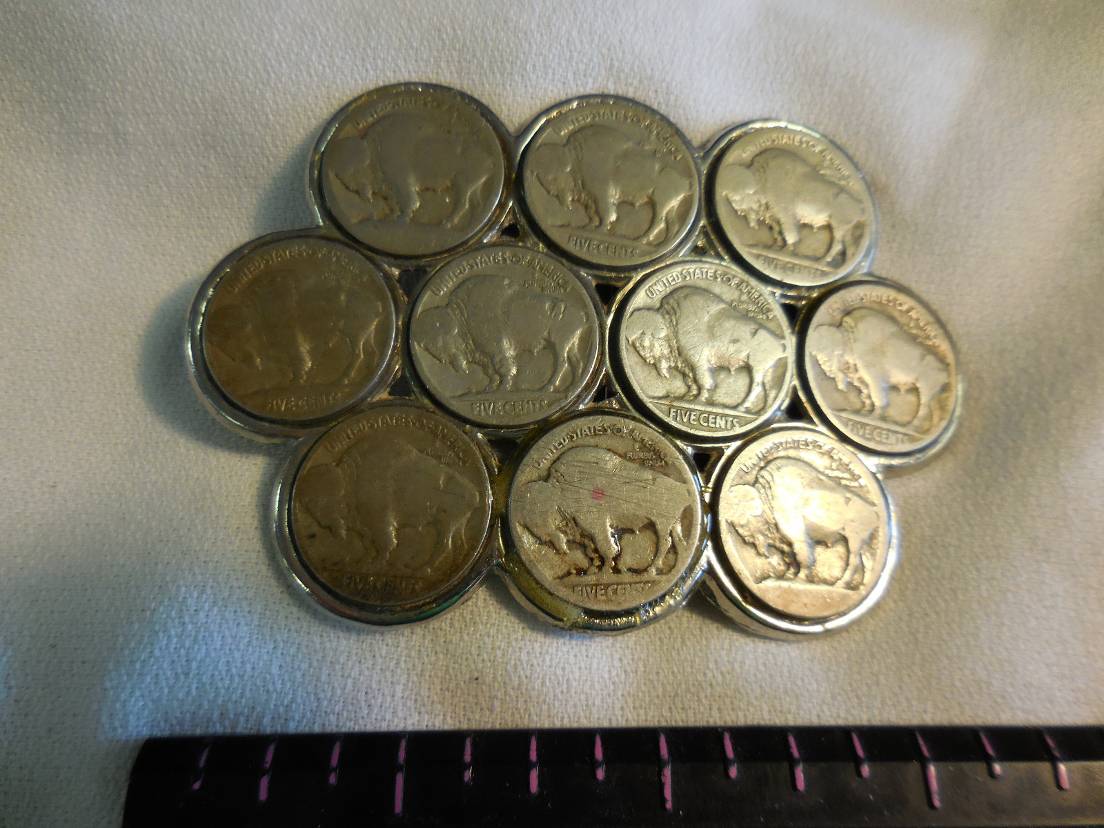 BUFFALO NICKELS BELT BUCKLE front post is off