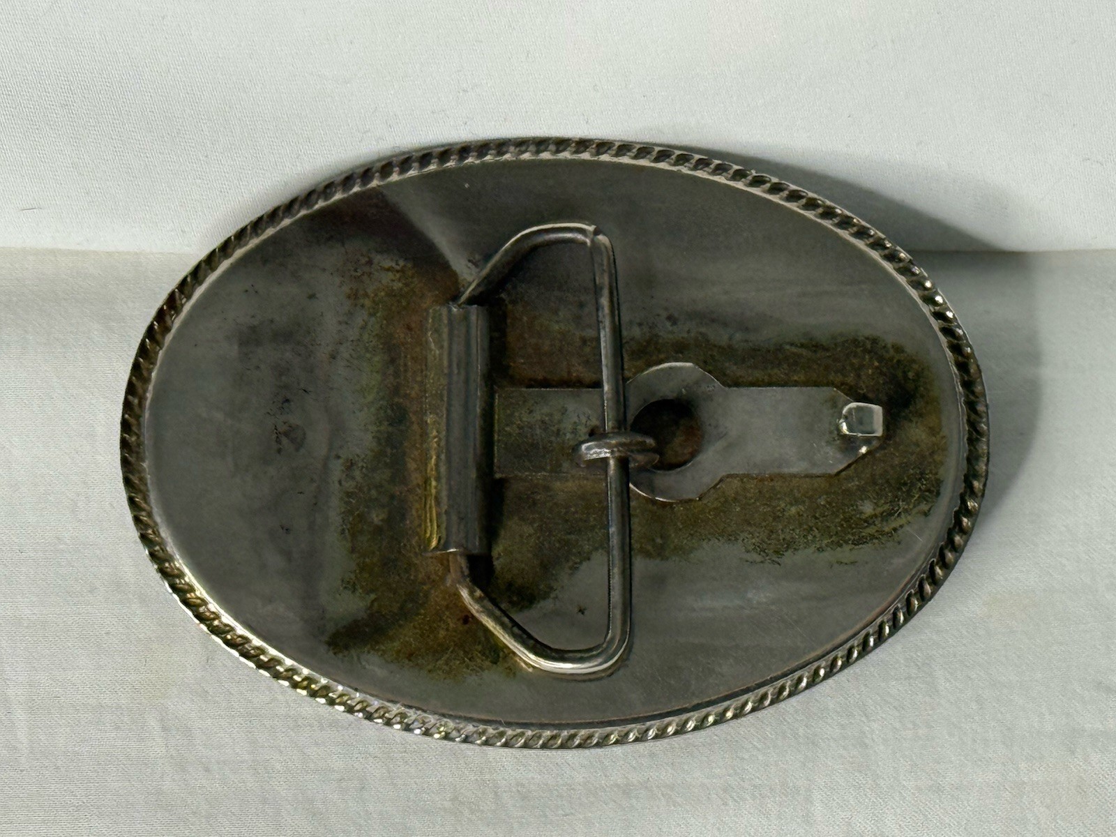 Vintage Incolay Stone SAILING SHIP Belt Buckle