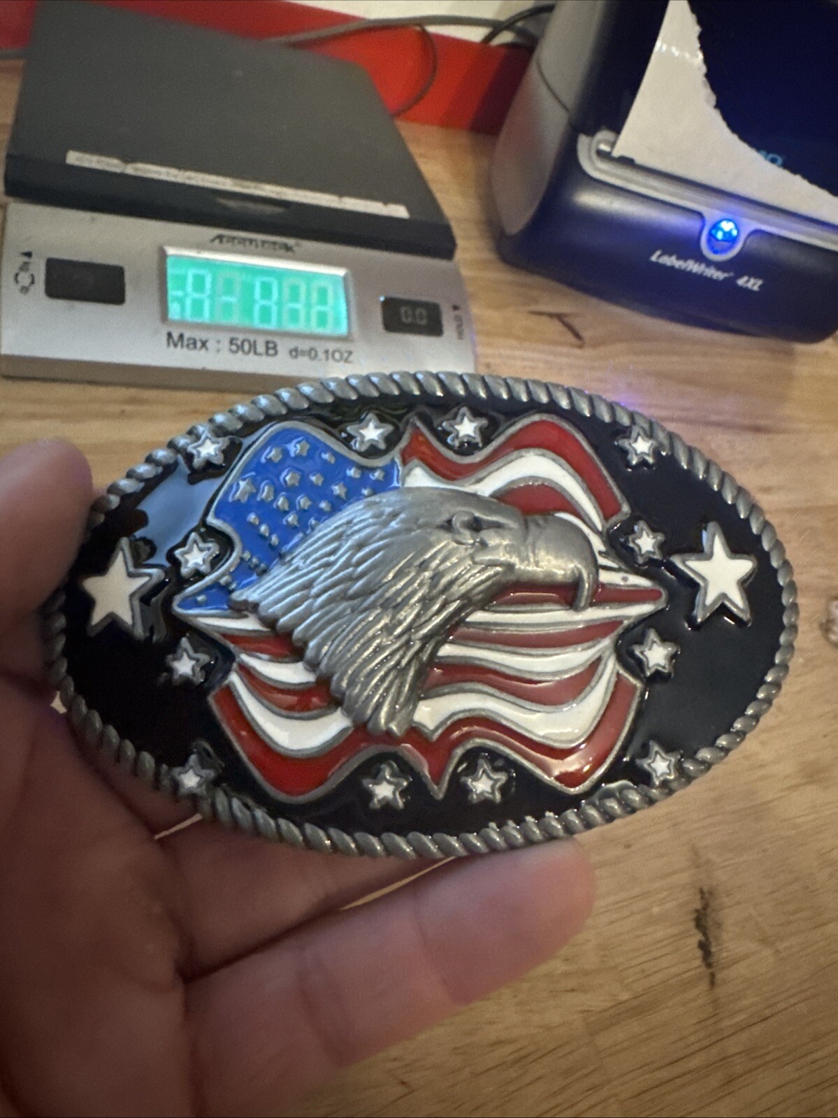 Bald Eagle Belt Buckle Cowboy Rodeo Collector Man Cave Americana Patriot HUGE
