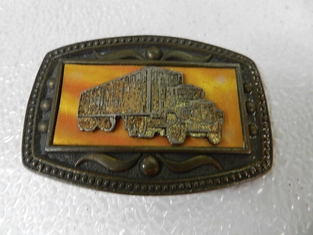 Vintage BELT BUCKLE C11 NEW YORK BIG RIG SEMI 18 WHEELER TRUCKER STYLE