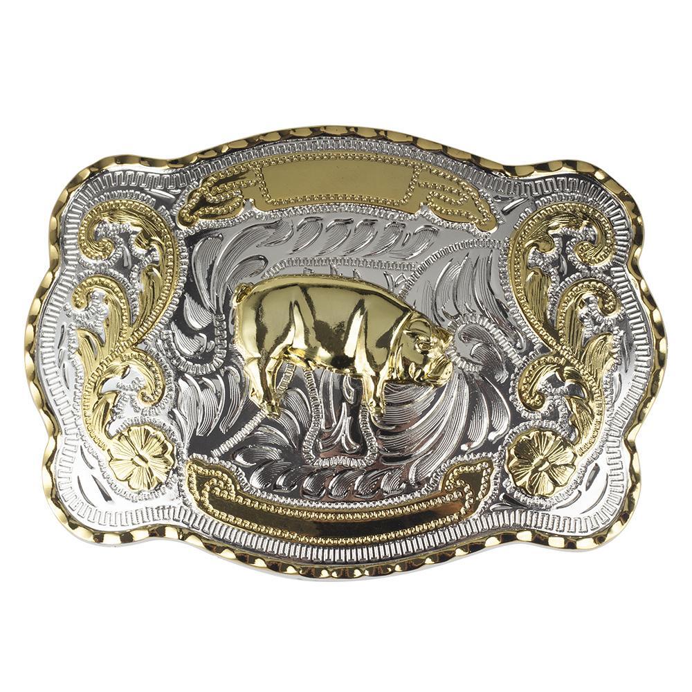 Cinturon Ecuestre Dorado Hebilla Toro Gallo Escorpion Vaquero Cowboy Western