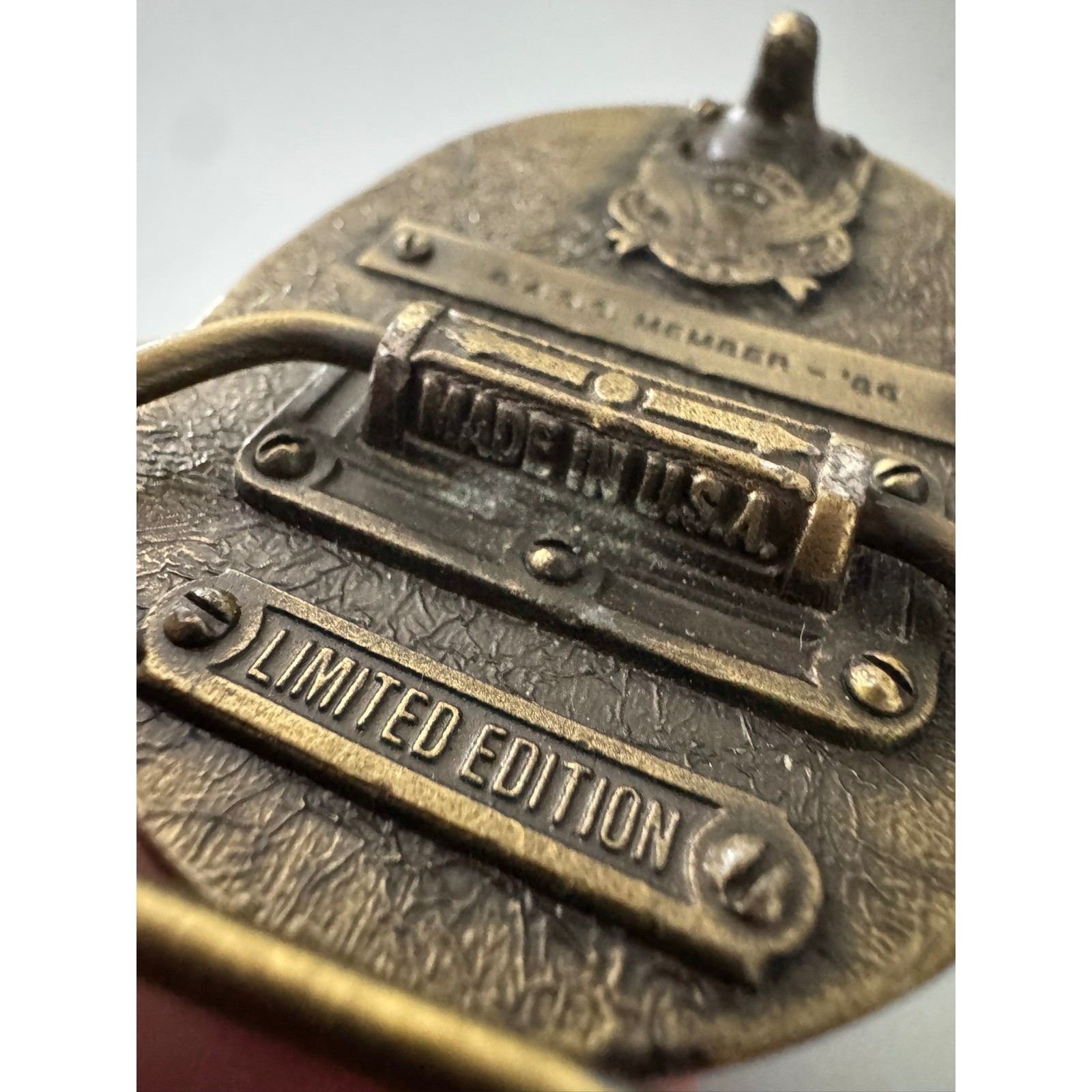 Vintage 1986 B.A.S.S. Member Belt Buckle Great American Buckle Co Fishing Brass