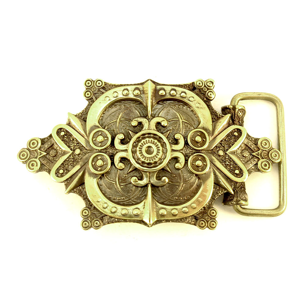 Flower Belt buckle, Fern flower mythology magic ornamental flower brass buckle