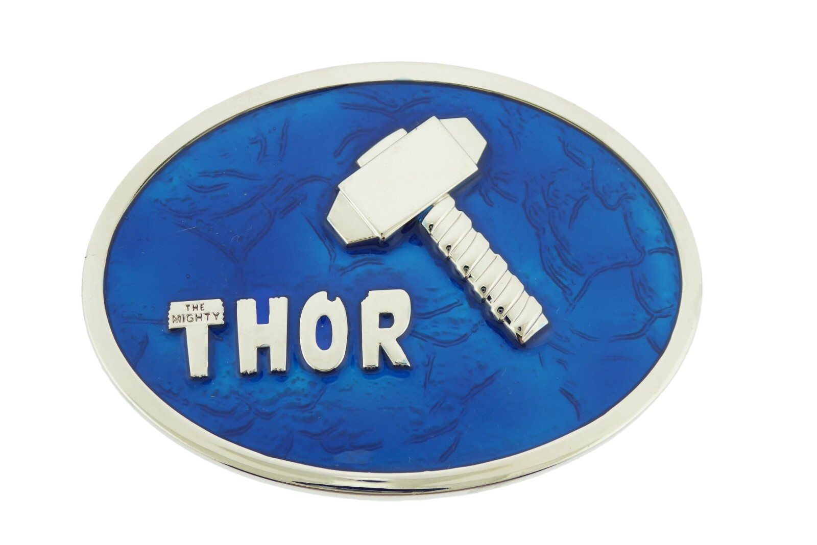 Marvel Comics Thor&rsquo;s Hammer Logo Silver Blue Metal Belt Buckles Original Western