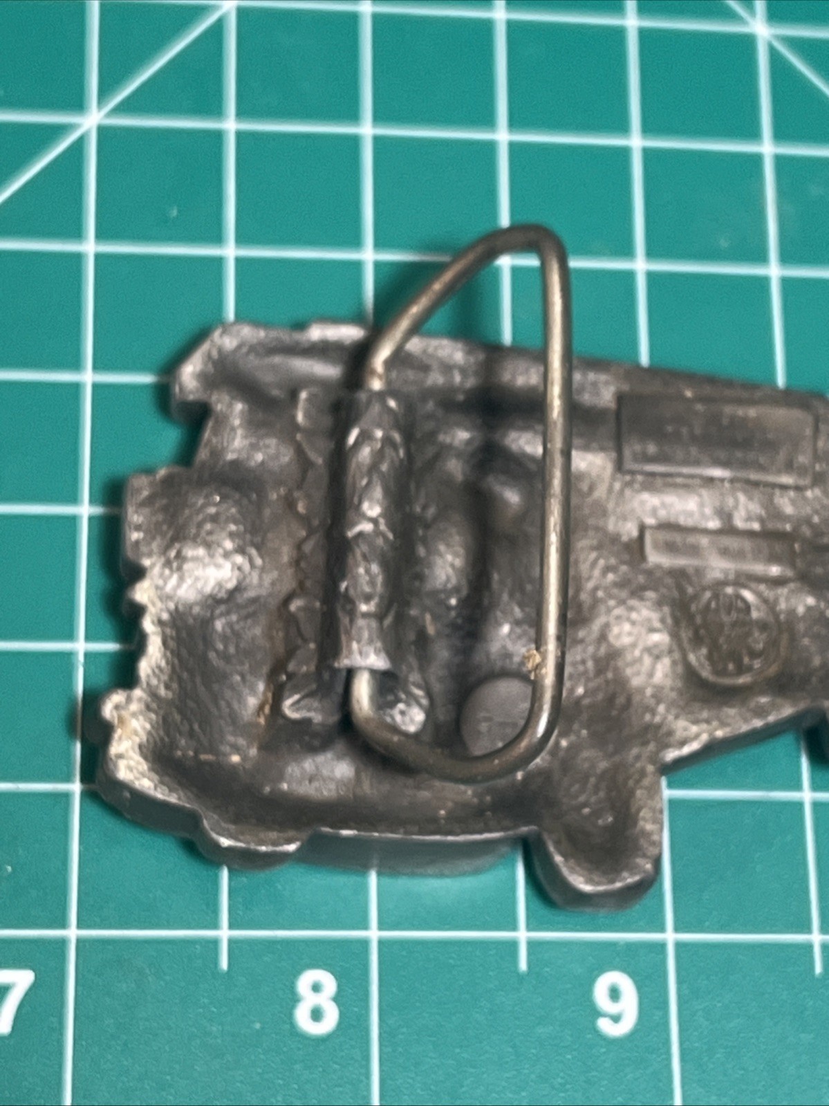 RED FIRE LADDER TRUCK SHAPED CUTOUT BELT BUCKLE BERGAMOT BRASS WORKS USA 1978