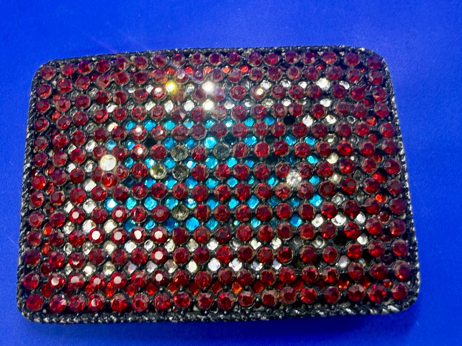 Sparkling Red Rhinestone Covered Vintage Women&rsquo;s Artisan Made Belt Buckle
