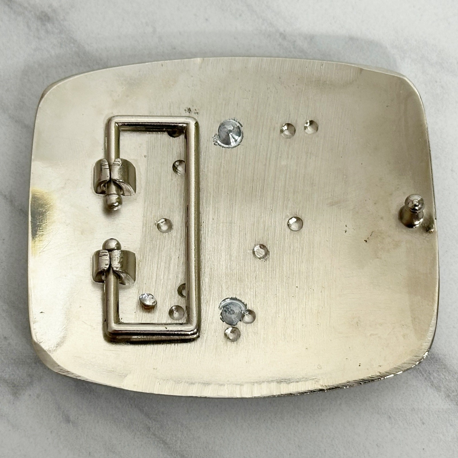 Rhinestone Studded O Letter Initial Monogram Silver Tone Belt Buckle