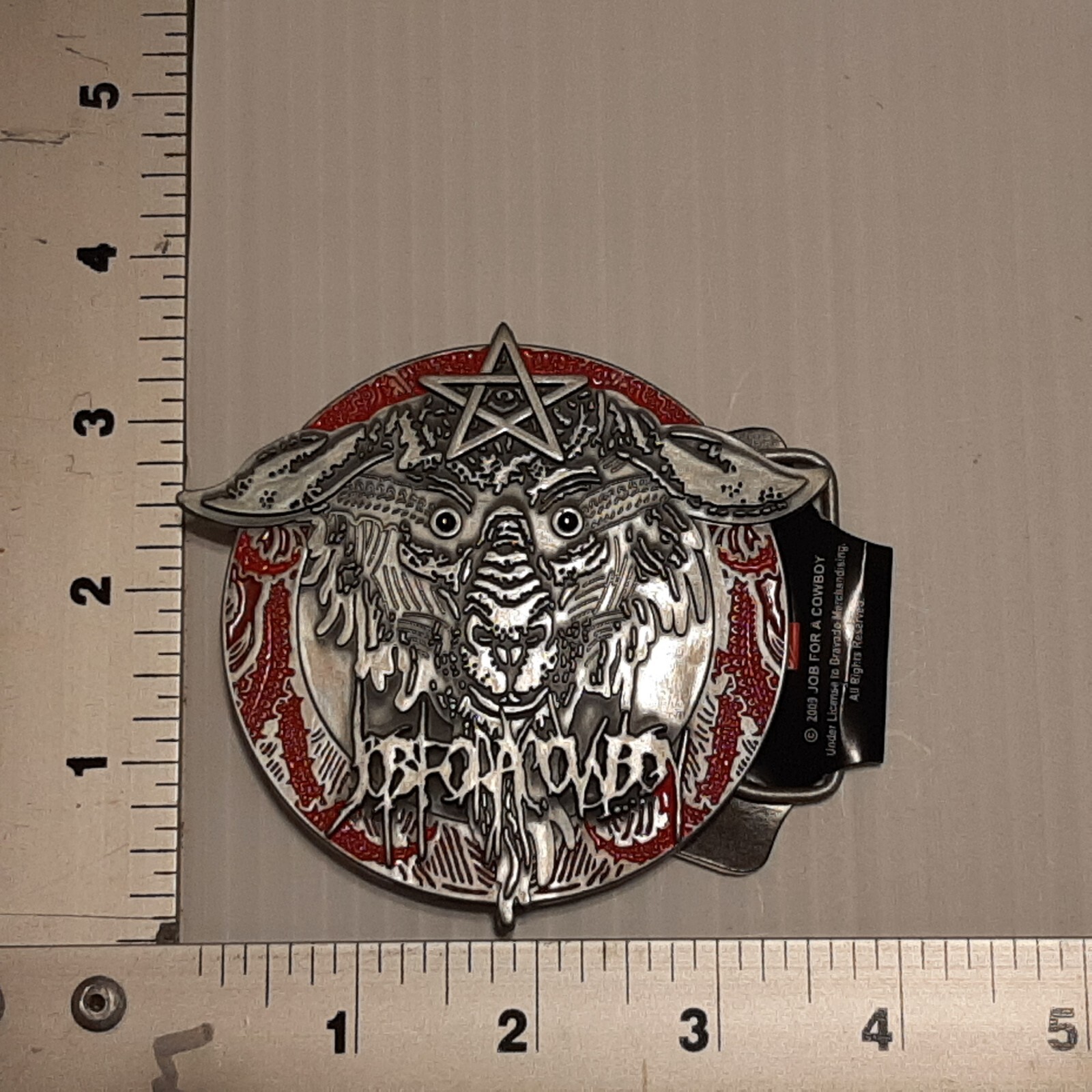 HARD ROCK HEAVY METAL BAND JOB FOR A COWBOY Metal Belt Buckle