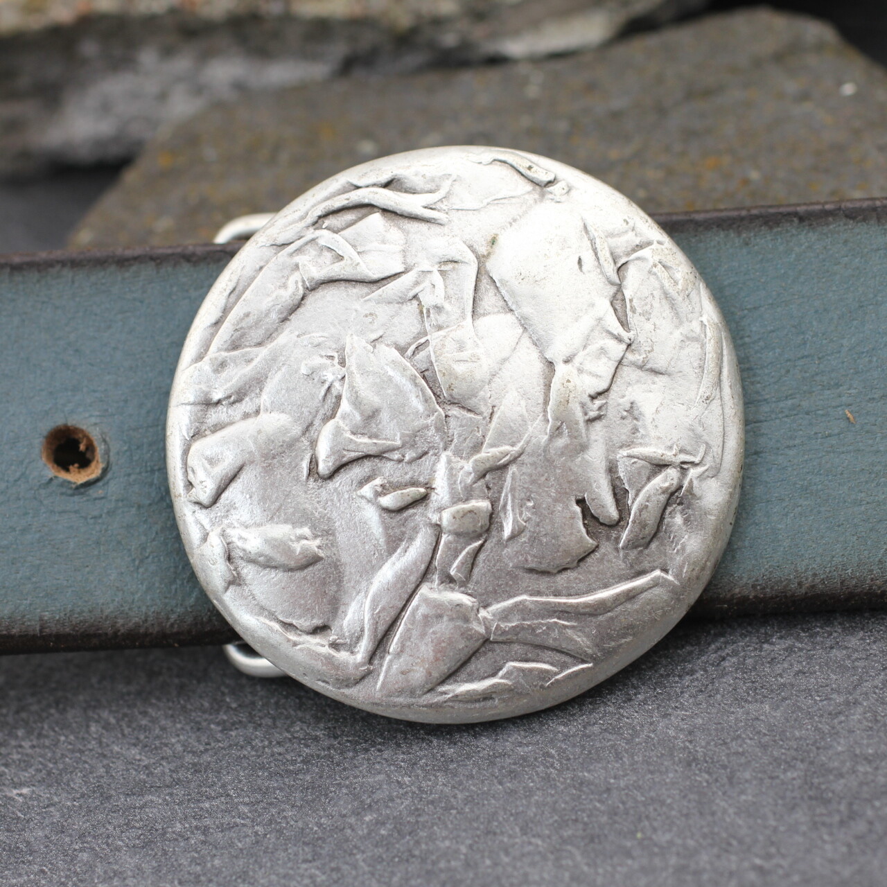 Round belt buckle antique silver buckle removable buckle removable belt up to 4 cm