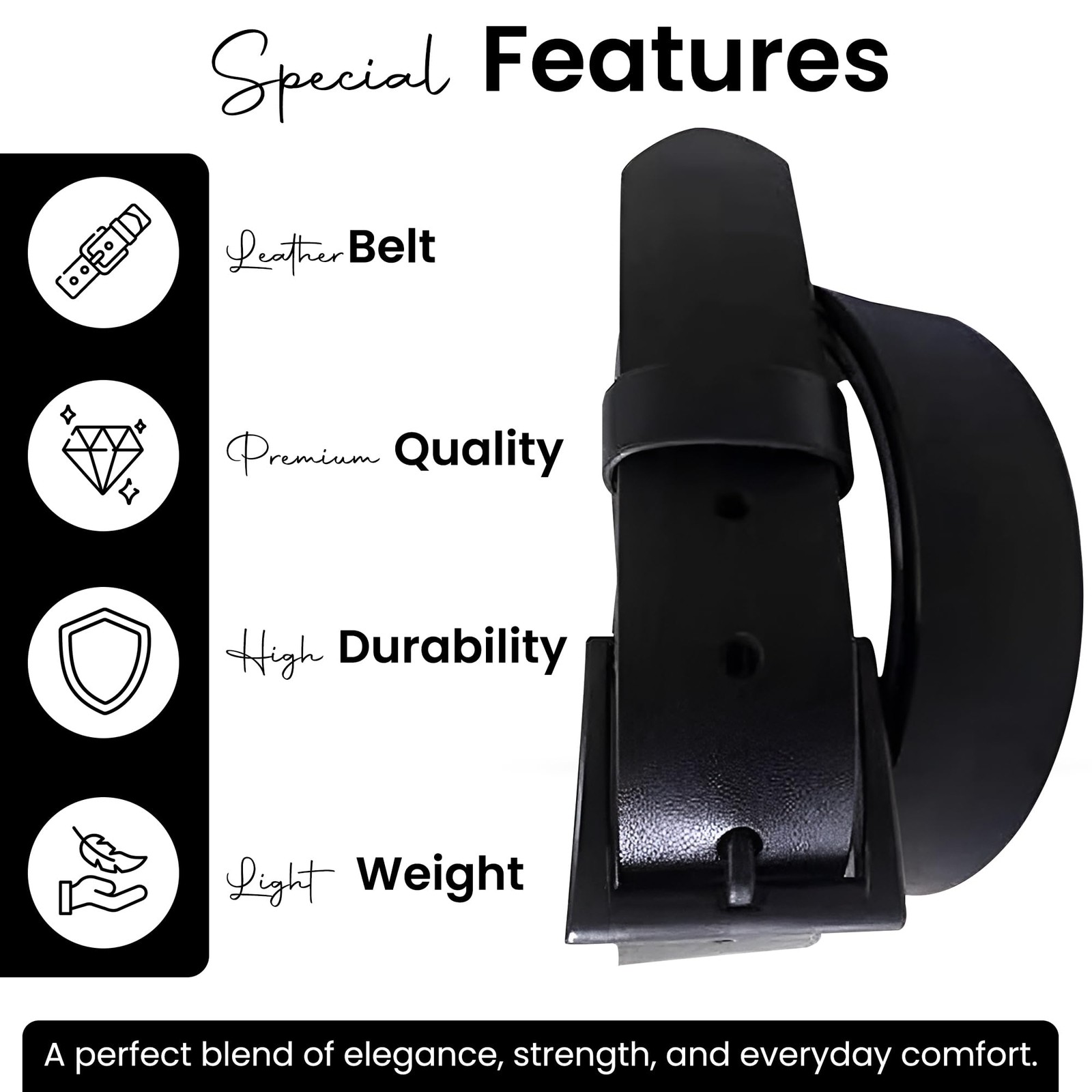 Beep Free 1 3/8&Prime; Genuine Italian Leather, Vegetable Tanned Belt 30-32, Black