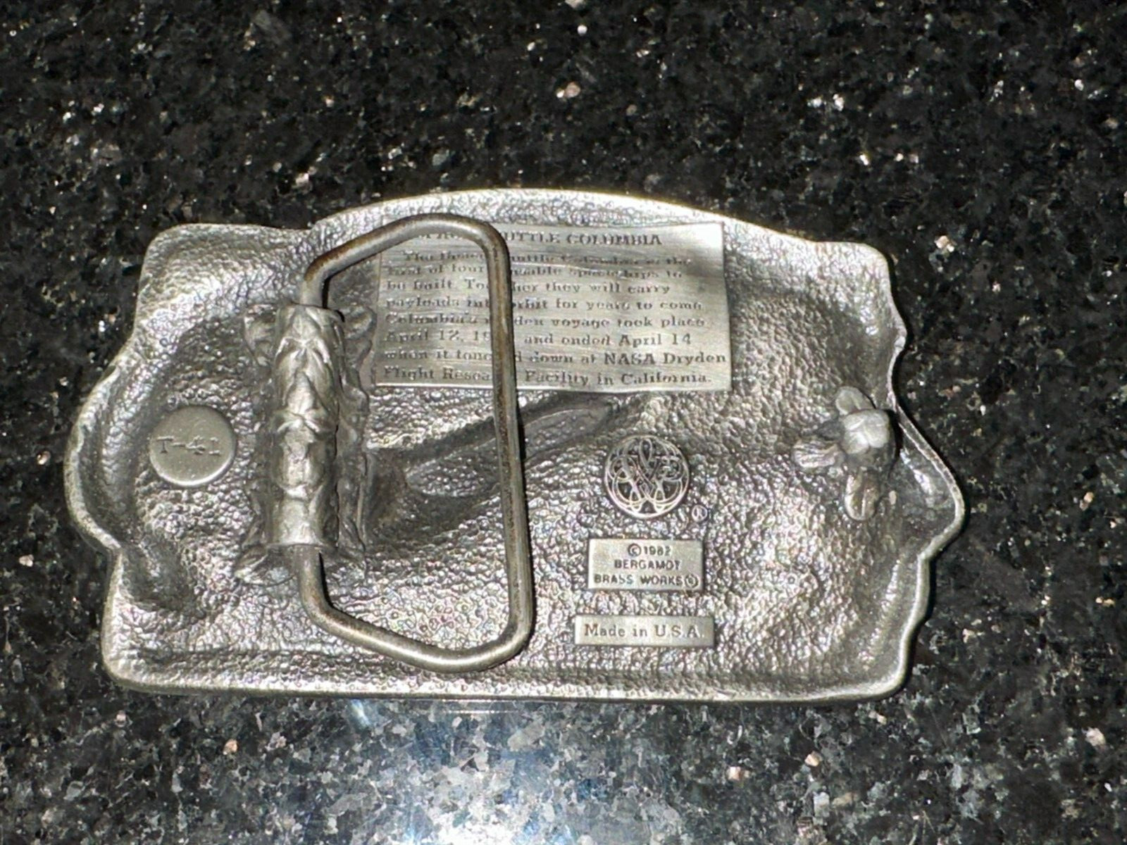 1982 The Space Shuttle Columbia NASA Flight Belt Buckle Bergamot Brass Works