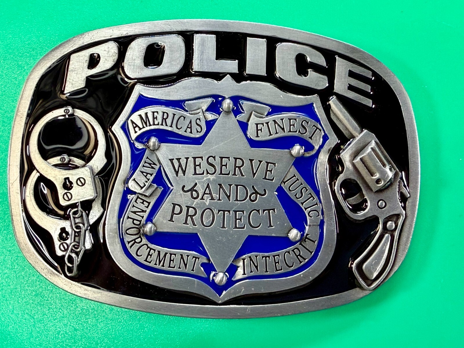 AMERICAS FINEST POLICE We Serve Protect Law Enforcement Commemorate Belt Buckle