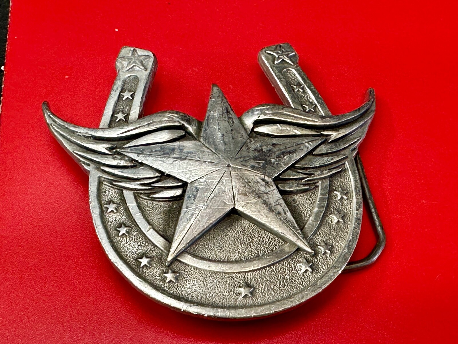Lucky Star In Horseshoe Vintage 2004 Cutout Great American Products Belt Buckle