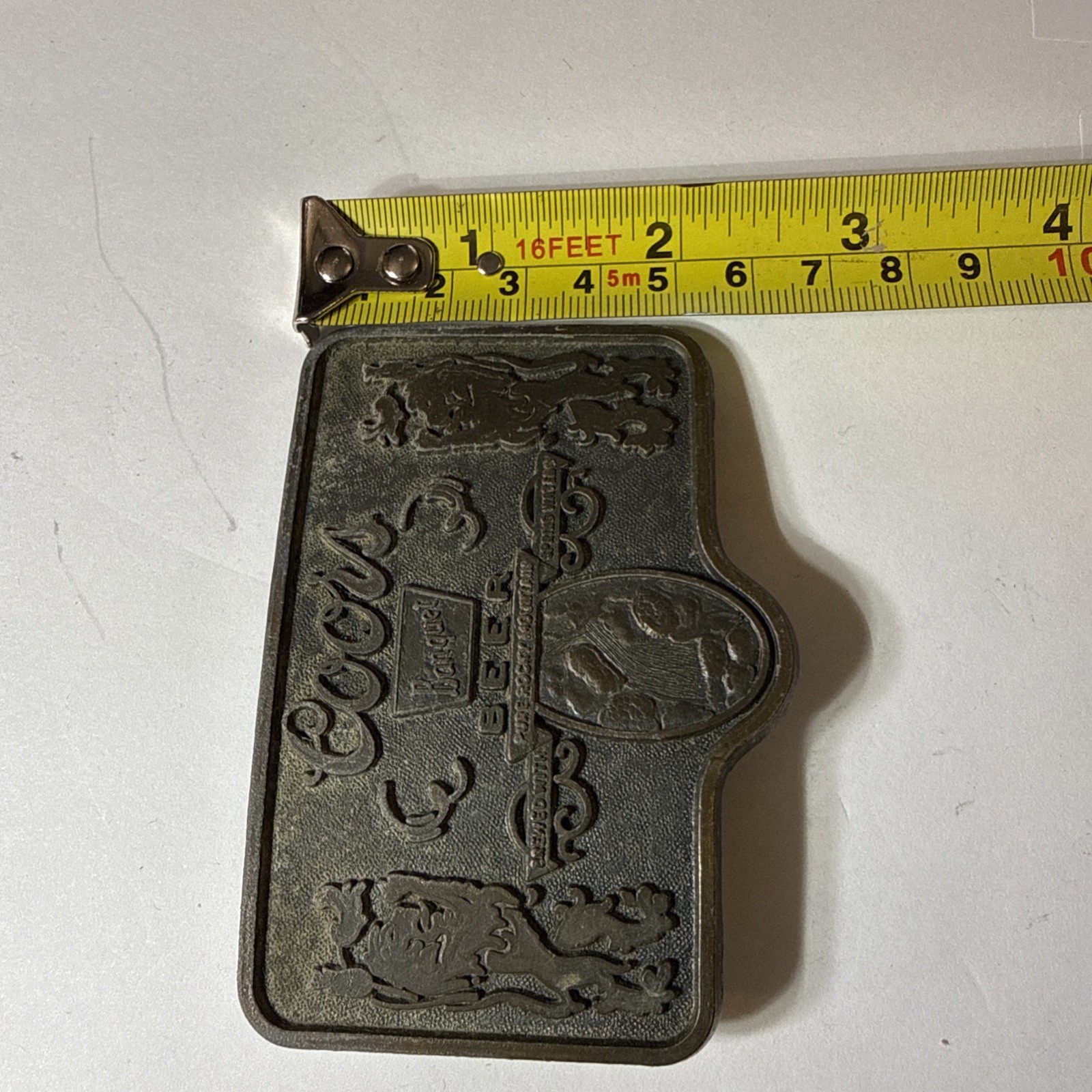 Vintage Coors Banquet Beer Belt Buckle Bottle Opener Made In USA 3.5” X 2.5”