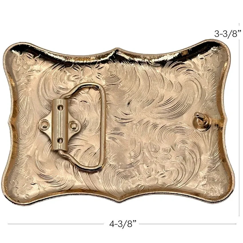 Gold Longhorn Bull Designer Quality Western Belt Buckle Carved Solid Piece Metal