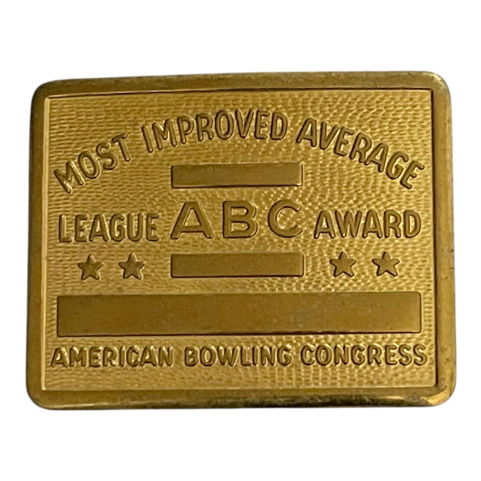 Vintage Belt Buckle American Bowling Congress Most Improved Average Award Blank