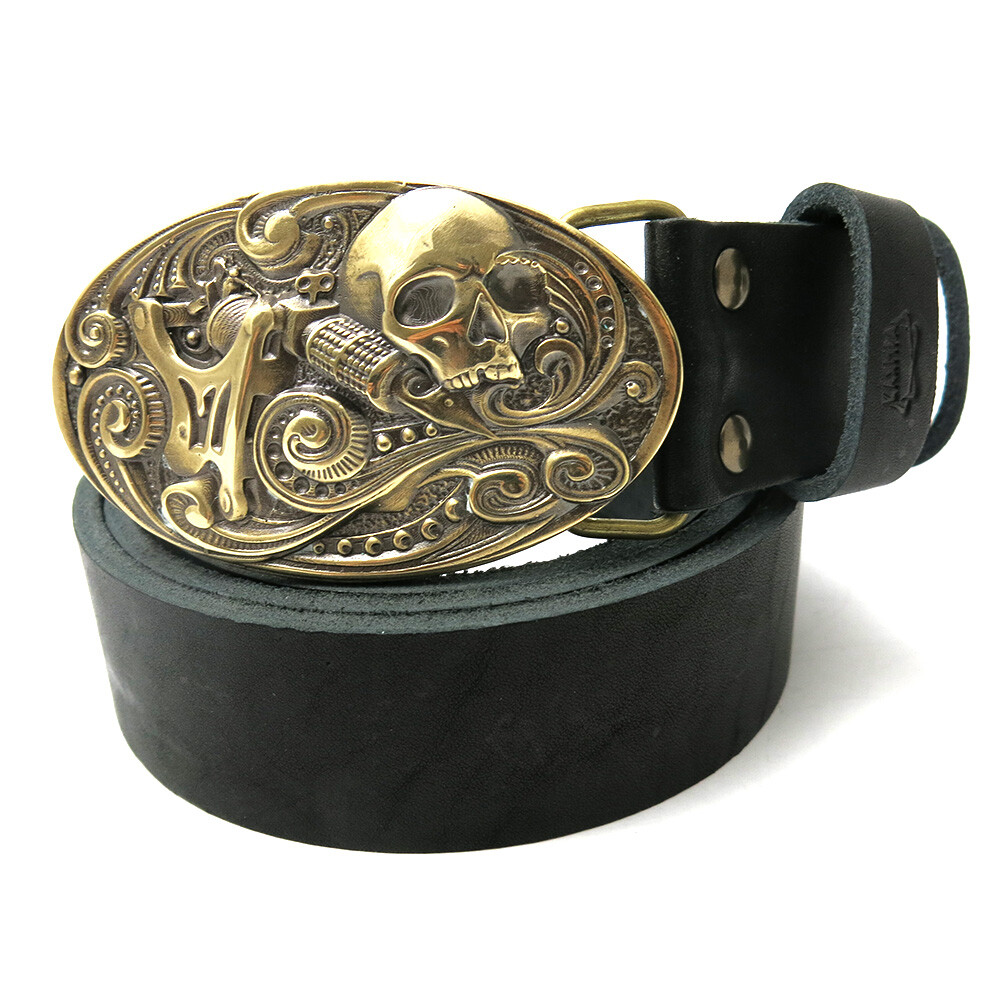 Belt buckle tattooist with skull, Tattoo machine, Skull belt buckle,