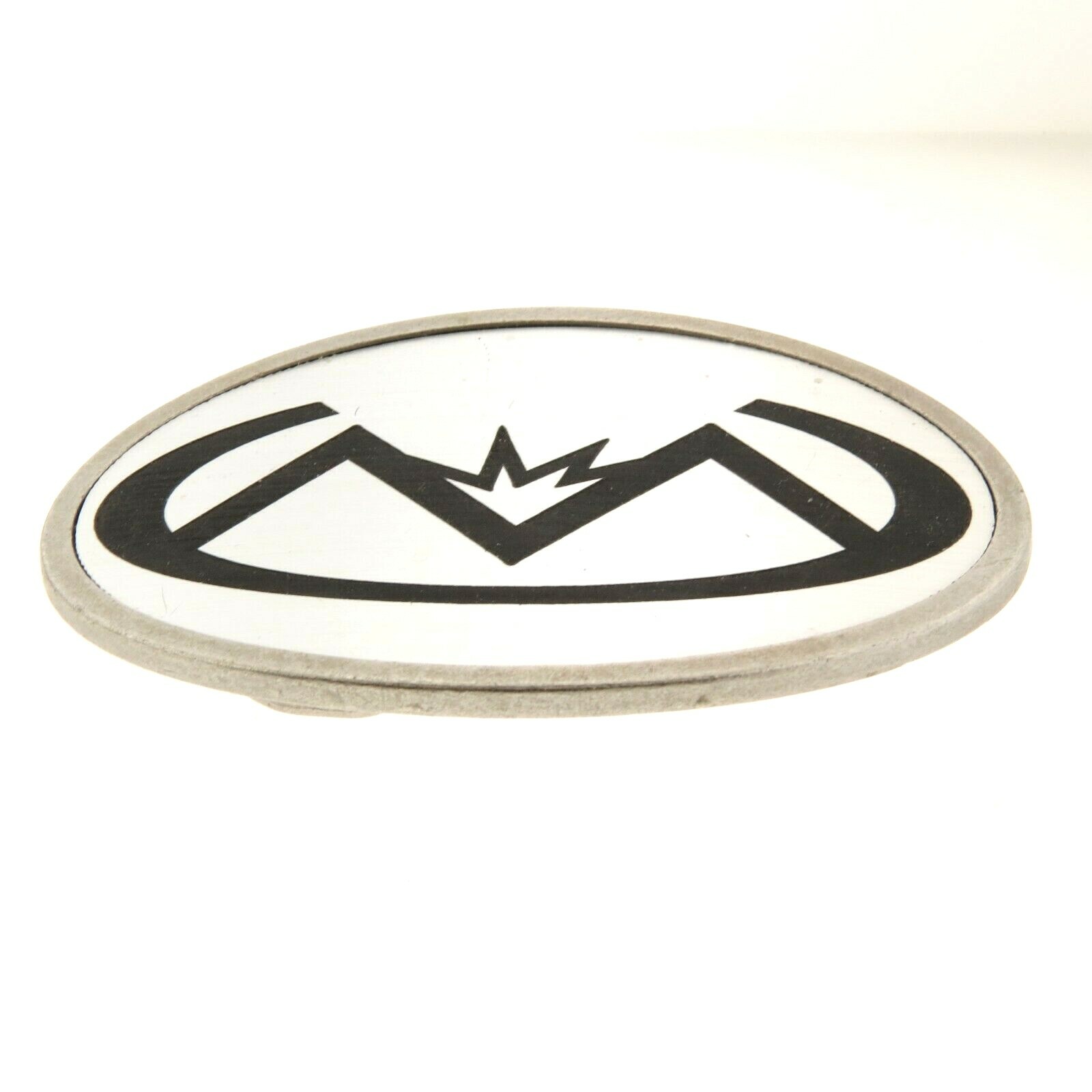 M Logo Oval Large Silver Belt Buckle 2.75×4&Prime;