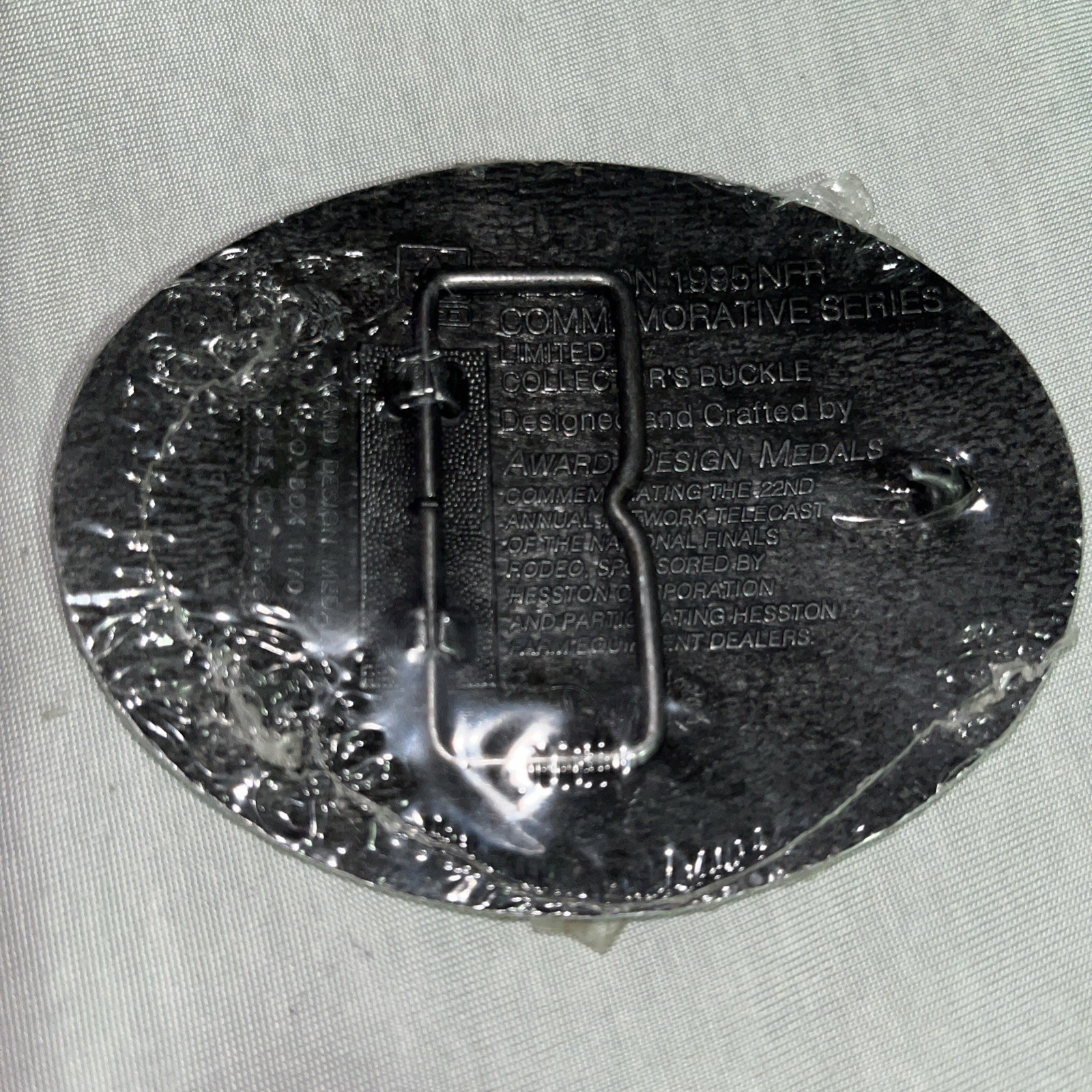 National Rodeo Finals Steer Wrestling Hesston 1995 Belt Buckle Western Cowboy
