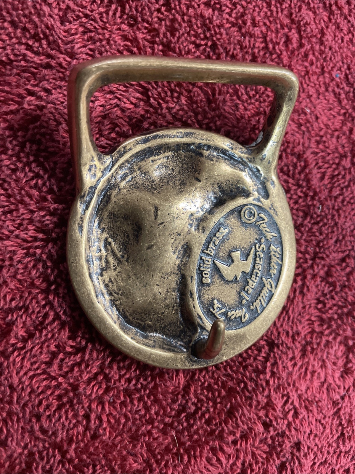 1975 Seascape Sea Gull Bird Solid Brass Belt Buckle Tech Ether Guild Vintage