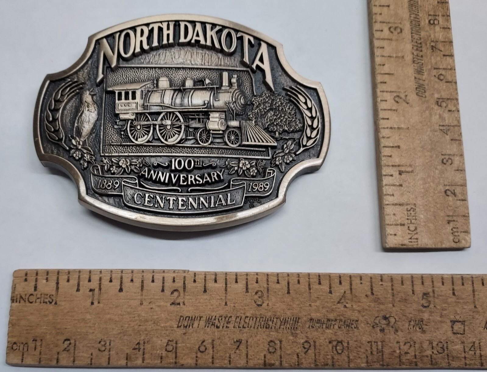 NORTH DAKOTA – 100th ANNIVERSARY – CENTENNIAL – #d – belt BUCKLE – listing #7204