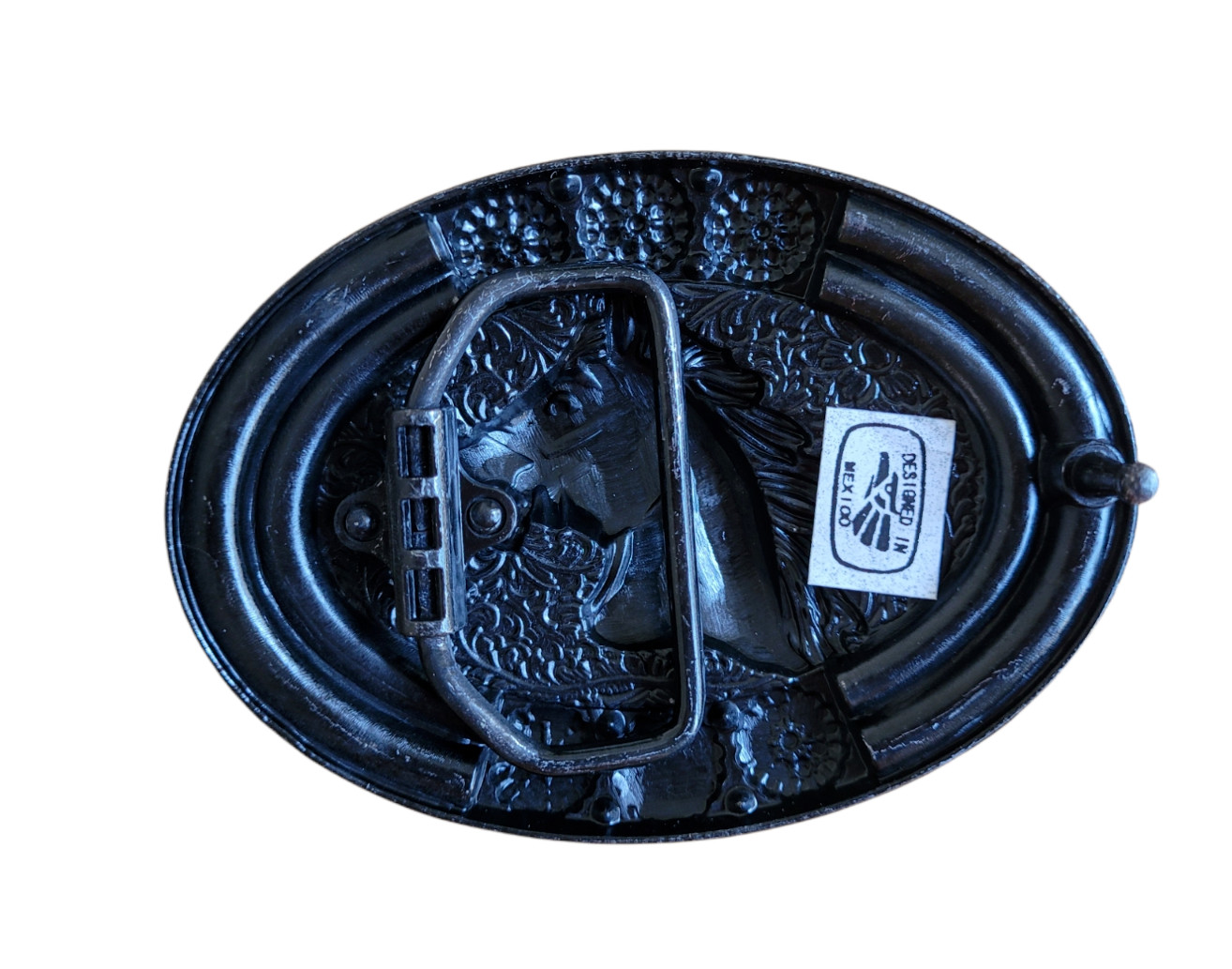 Brass Finish Southwest Horse Head Buckle Western Turquoise Stone Belt Buckle