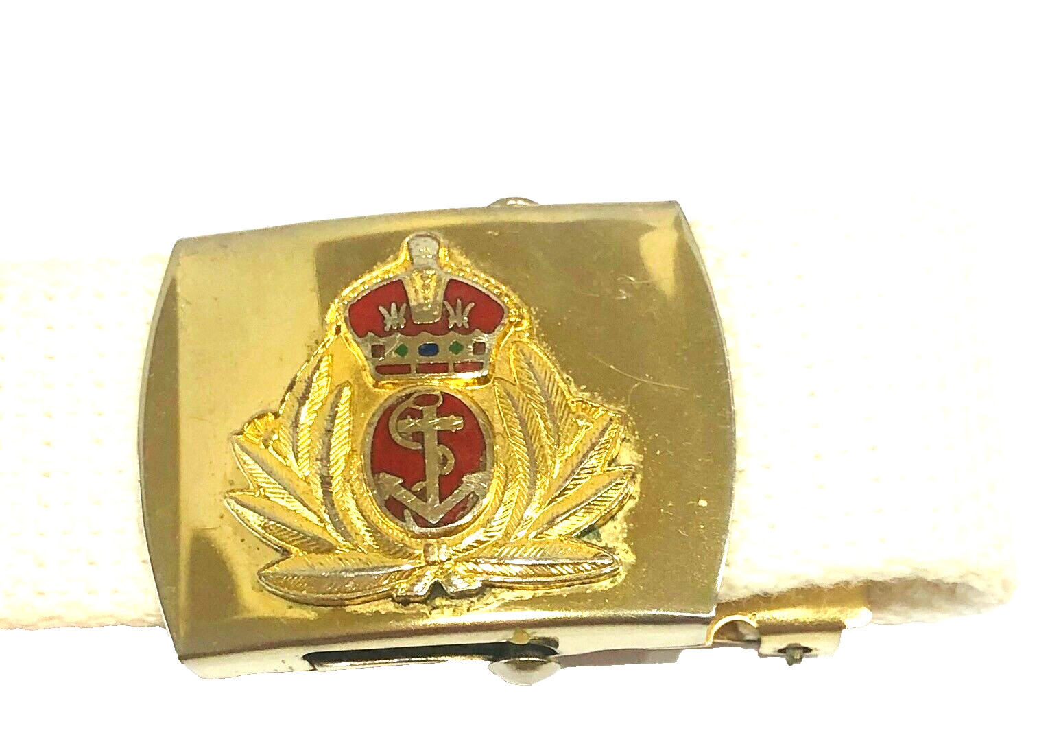 Brass Belt Buckle Crown Anchor USA Men&rsquo;s Nautical Boating Navy VTG Skippers FLA
