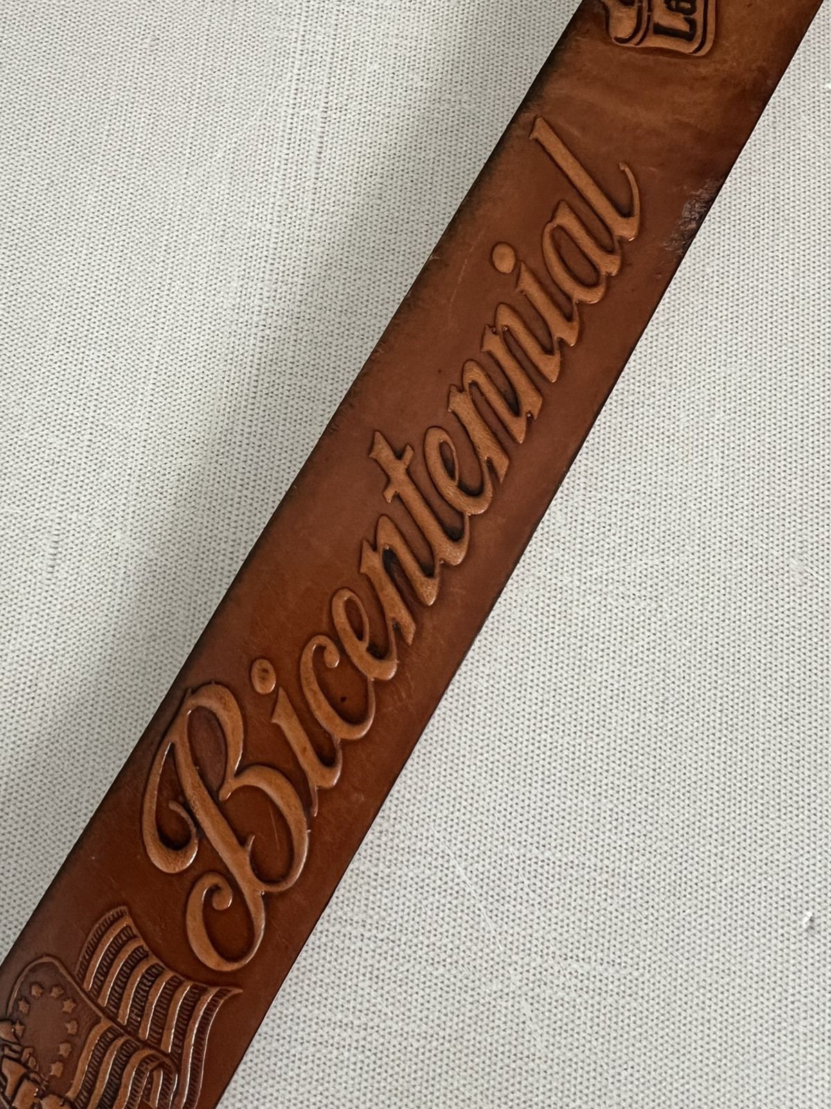 USA commerative 200th anniversary leather belt & buckle, Sz M 34-36, America!