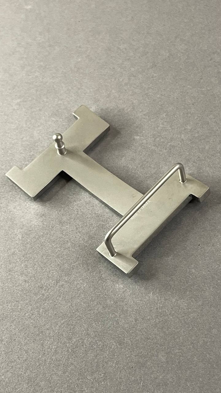 Silver H Buckle 40mm 1.5` Glossy Silver Hardware Belt Buckle