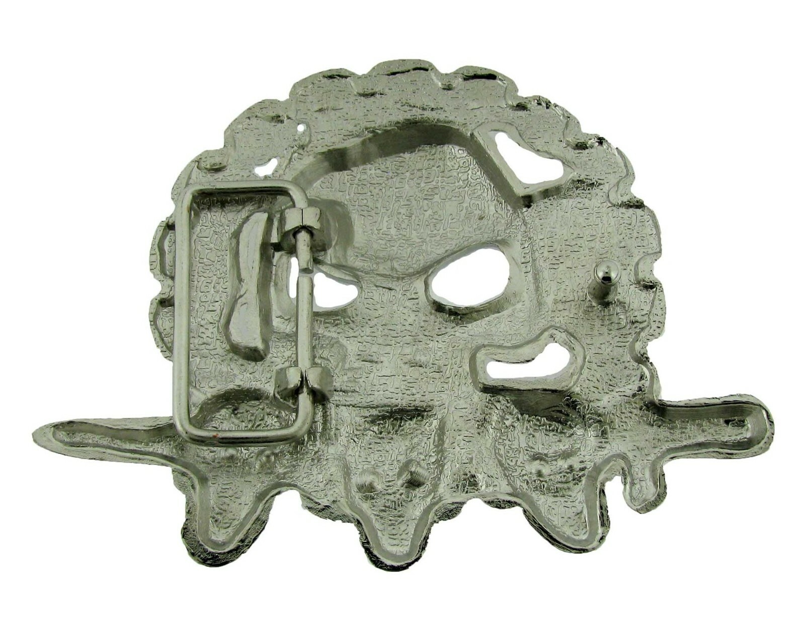 Skull Belt Buckle Metal Gothic Tattoo Halloween Costume Silver Swords Tribal New