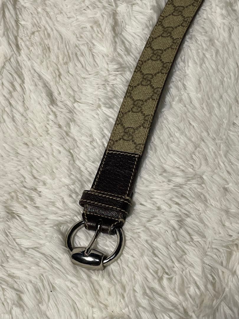 GUCCI Pre-Owned Gg Pattern Leather Belt Striped All Over Men&rsquo;S