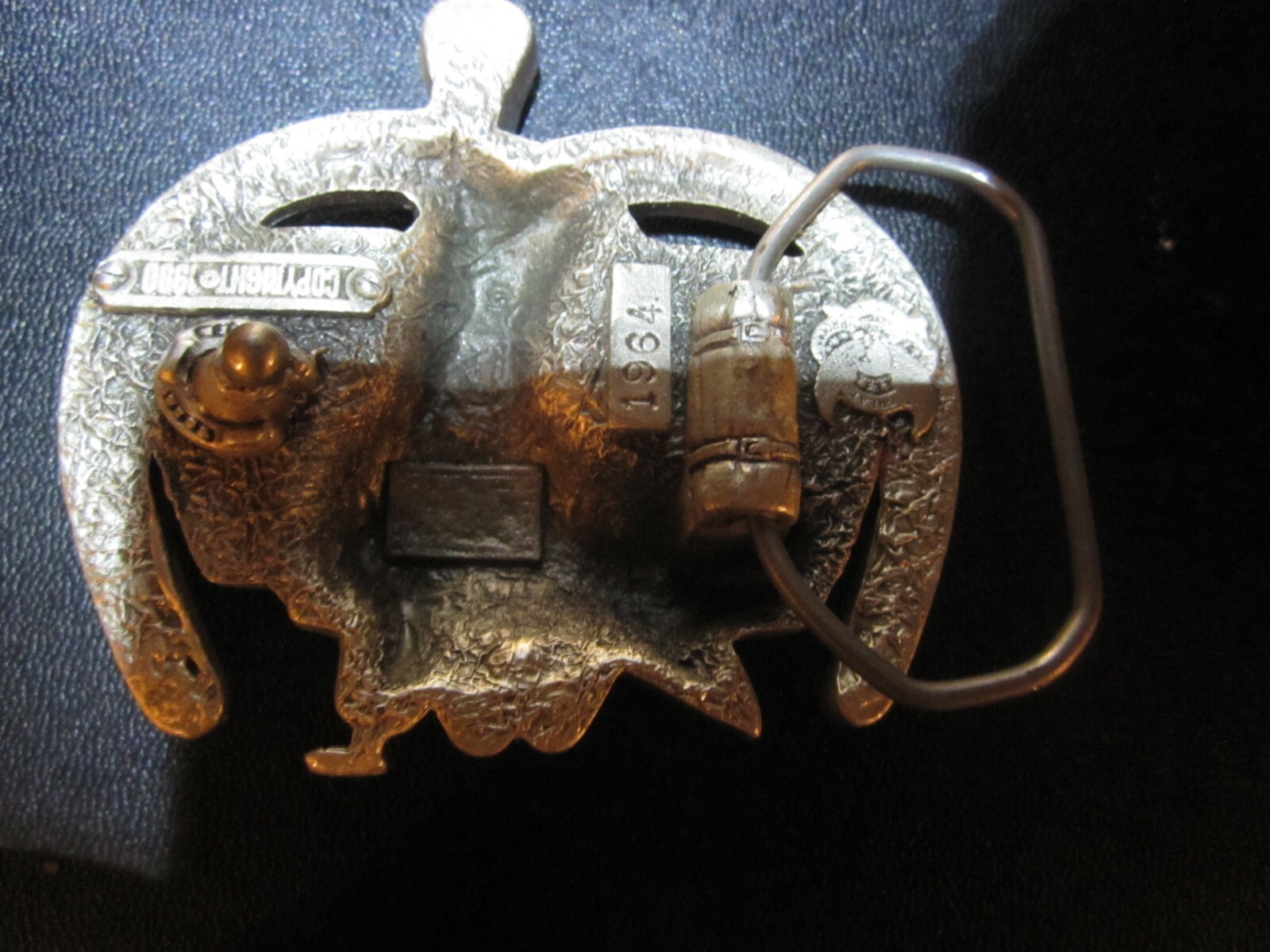 VINTAGE SADDLE & HORSHOES- 1990 GREAT AMERICAN PRODUCTS BELT BUCKLE