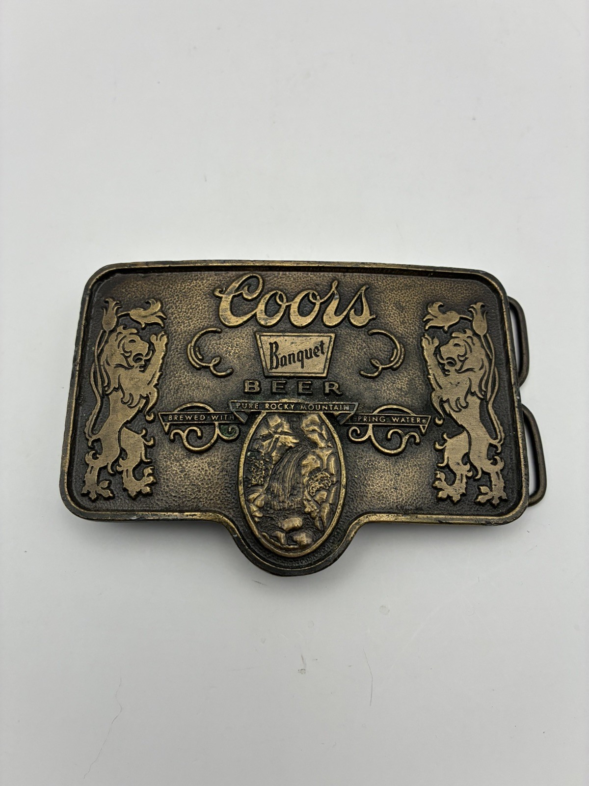 Vintage Coors Banquet Beer Belt Buckle Bottle Opener Made In USA 3.5” X 2.5”
