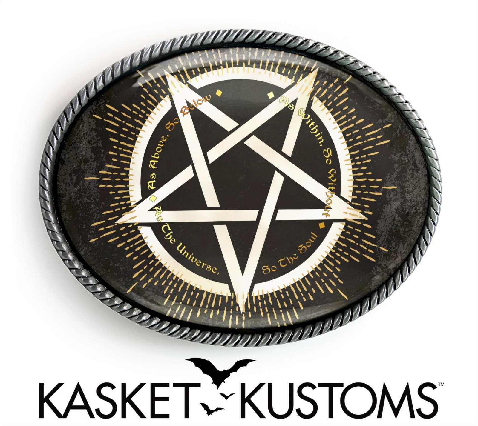 Hermetic Pentagram Belt Buckle – Ancient Esoteric Inscription Buckle – 921-SO