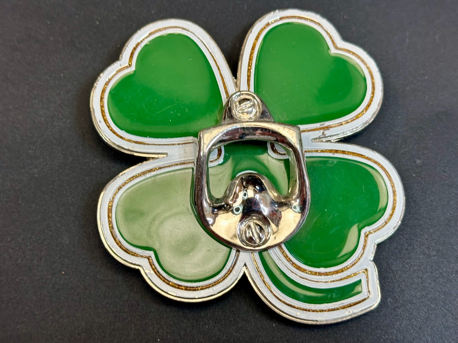 Lucky Four Leaf Clover Shamrock Cut Out Novelty Belt Buckle with Bottle Opener