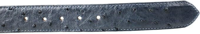 Genuine Exotic Full Quill Ostrich Skin Western Belt with Removable Buckle – Blue