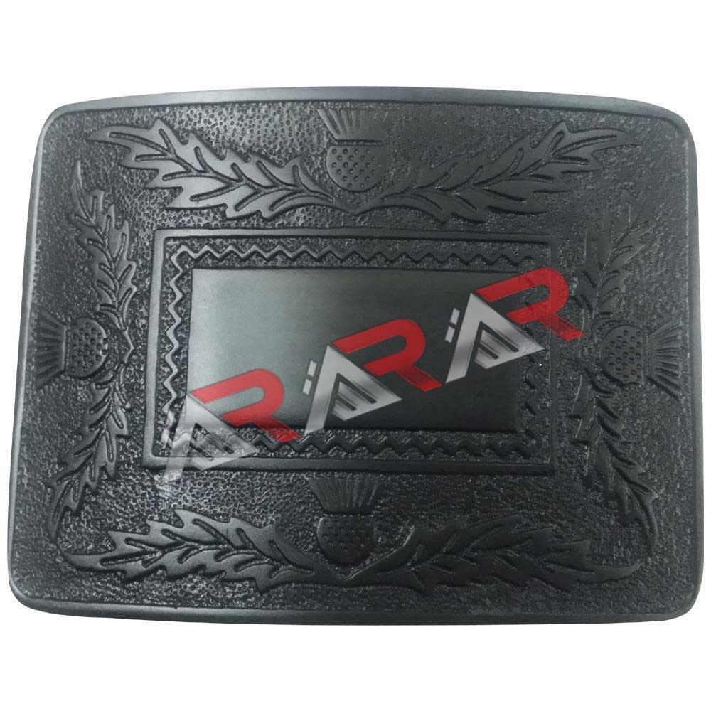 Men&rsquo;s Scottish Kilt Belt Buckle Brass Highland Thistle Kilt Color Black New AAR